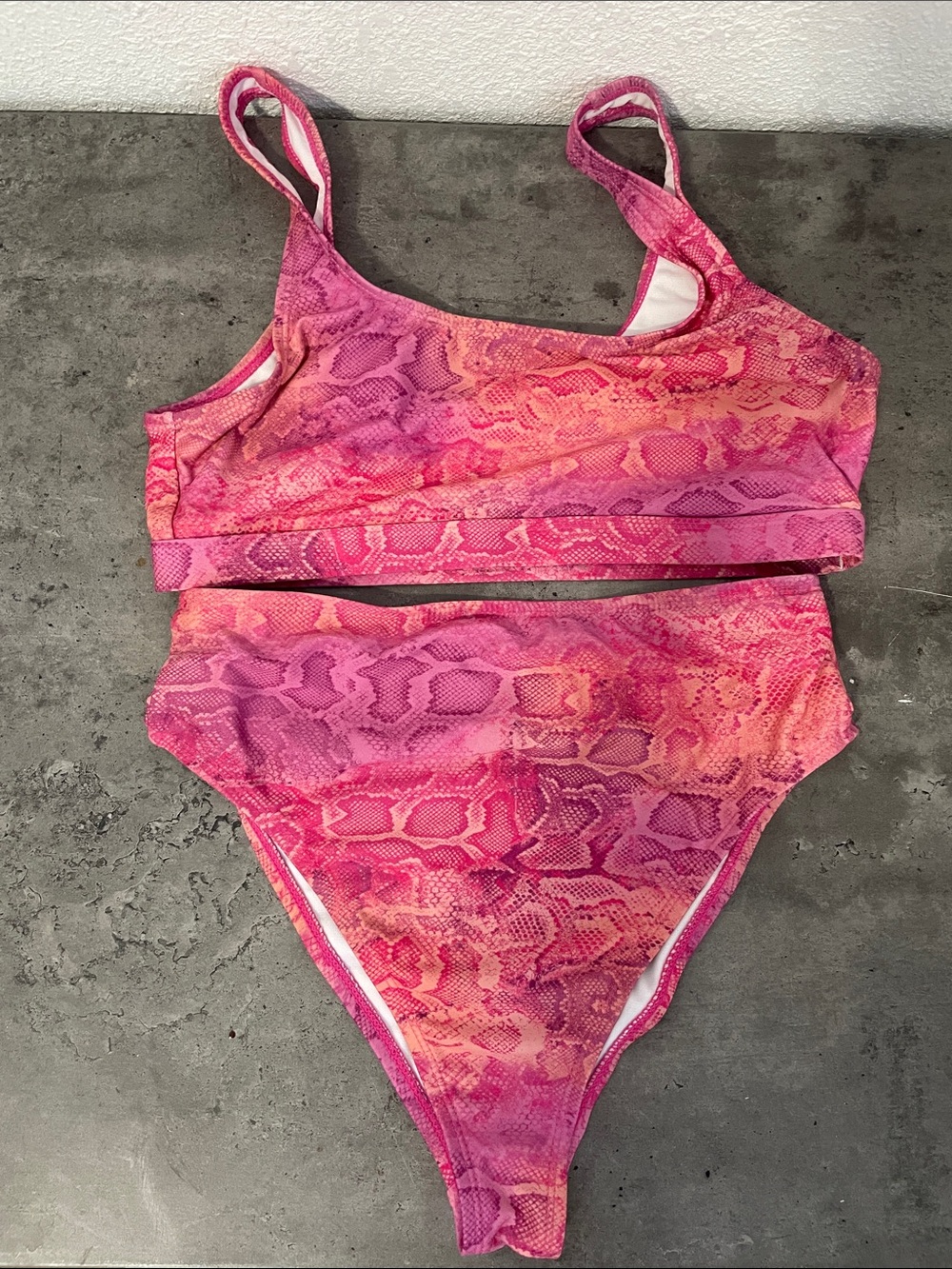Pink Snake-Print Bikini